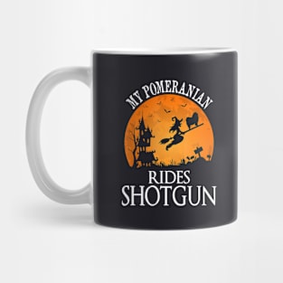 Pomeranian Rides Shotgun Dog Lover Halloween Party Mug